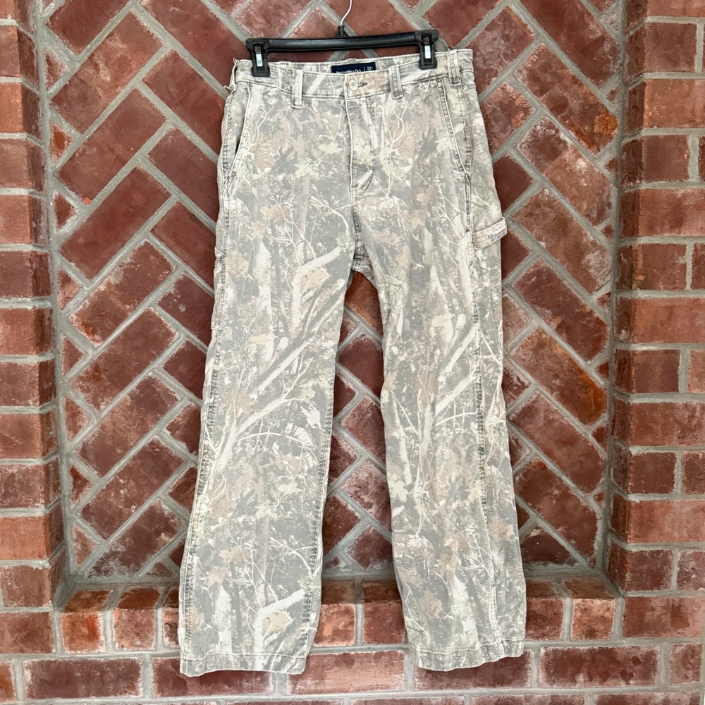 Abercrombie & Fitch Baggy Pants Mens Size 32 Camo Carpenter Camouflage